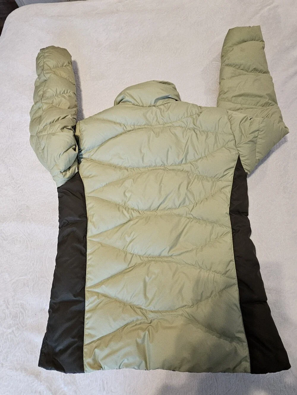 Columbia Women's Reversible Down Puffer Jacket Sage Green & Dark Brown Small Euc
